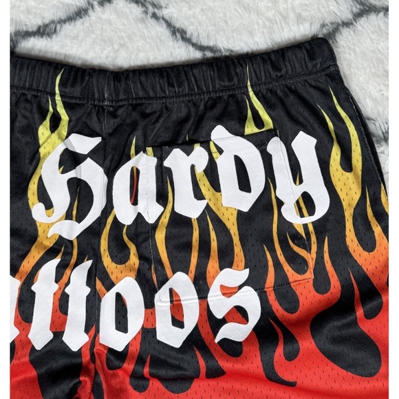 ED HARDY Love Kills Slowly Fire Skull Tattoo Mesh Shorts Black Mens XL *NEW* $65 - Picture 6 of 6